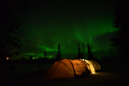 Zelt im Polarlicht - Sarek - schwedisch Lappland 2016